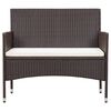 vidaXL Garden Bench with Cushion Poly Rattan Brown