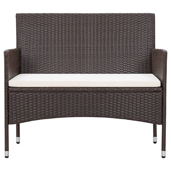 vidaXL Garden Bench with Cushion Poly Rattan Brown