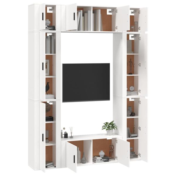 vidaXL 8 Piece TV Cabinet Set White Engineered Wood