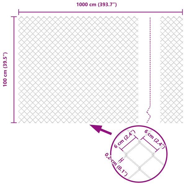 vidaXL Chain Link Fence Silver 10 x 1 m Galvanised steel
