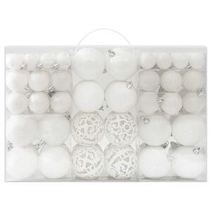 vidaXL 100 Piece Christmas Ball Set White