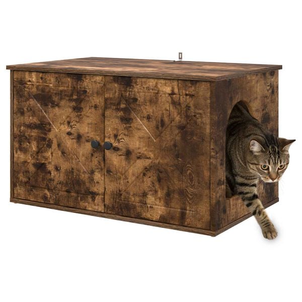 vidaXL Cat House Smoked Oak 85 x 55 x 50 cm Engineered Wood