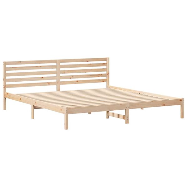 vidaXL Bed Frame with Headboard Brown 180 x 220 cm Solid Pine Wood