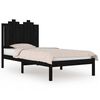 vidaXL Bed Frame without Mattress Black Solid Wood Small Single