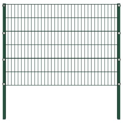 vidaXL Fence Panel with Posts Iron 13.6x1.2 m Green