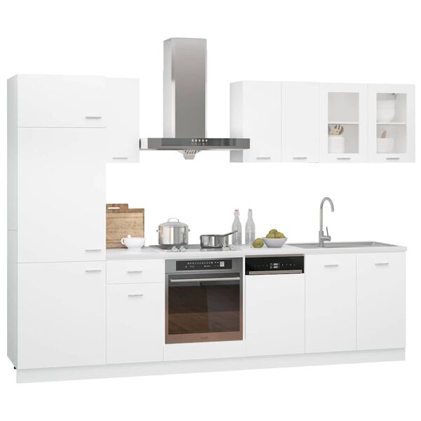 vidaXL 8 Piece Kitchen Cabinet Set Lyon White Engineered Wood