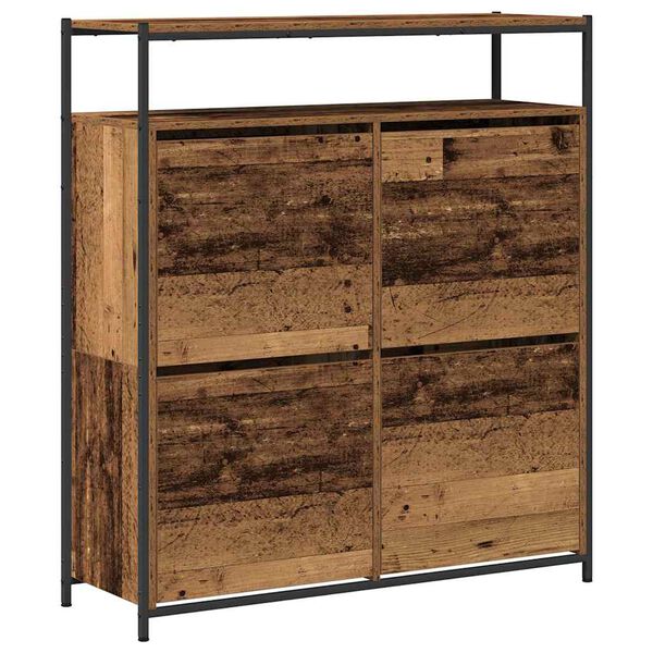 vidaXL Shoe Cabinet Old Wood 100 x 34 x 112 cm Engineered Wood