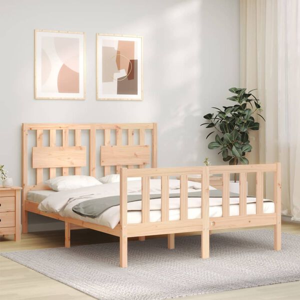 vidaXL Bed Frame without Mattress Small Double Solid Wood Pine