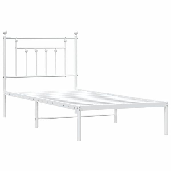 vidaXL Metal Bed Frame without Mattress with Headboard White 90x190cm