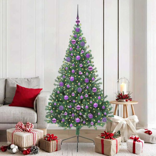 vidaXL Artificial Pre-lit Christmas Tree Green 180 cm PVC