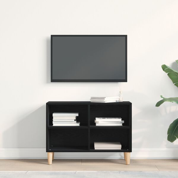 vidaXL TV Cabinet Black Oak 69.5 x 30 x 50 cm Engineered Wood