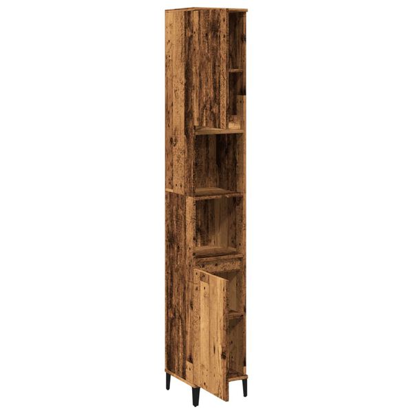 vidaXL Bathroom Cabinet Old Wood 30x30x190 cm Engineered Wood