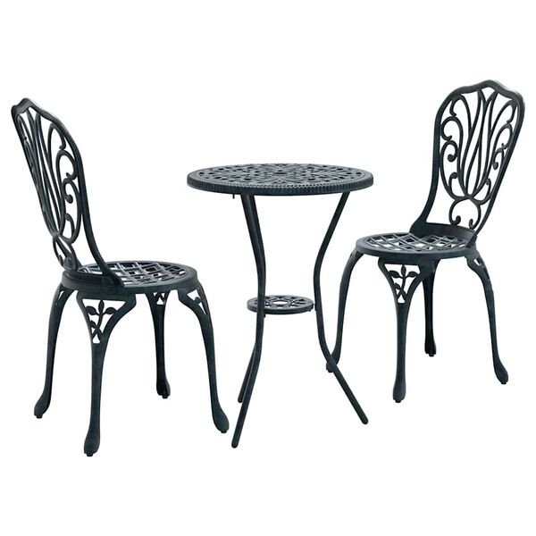 vidaXL Garden Bistro Set 3 pcs Green Aluminium