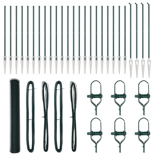 vidaXL Fence Post Green 50 x 1.4 m (13 mm mesh) Steel and PVC