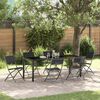 vidaXL Garden Dining Set Folding 7 pcs Black Powder-Coated Steel