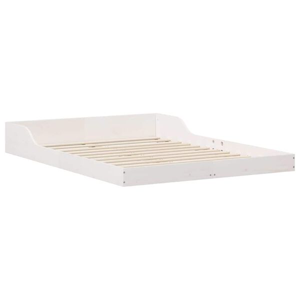 vidaXL Bed Frame White 135 x 190 cm Solid Pine Wood