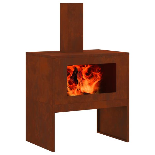 vidaXL Fire Pit Brown 60 x 40 x 96 cm Weathering Steel