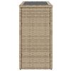 vidaXL Garden Side Table with Glass Top Beige 58x27.5x55 cm Poly Rattan