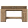 vidaXL Desk with LED Lights Artisian Oak 160x55x91 cm Engineered Wood