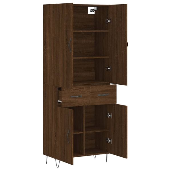 vidaXL Highboard Brown Oak 69.5x34x180 cm Engineered Wood