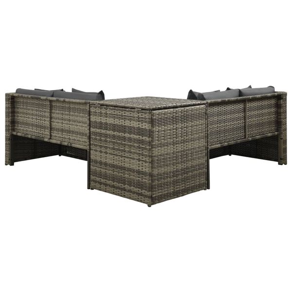 vidaXL 4 Piece Garden Lounge Set with Cushions Poly Rattan Grey
