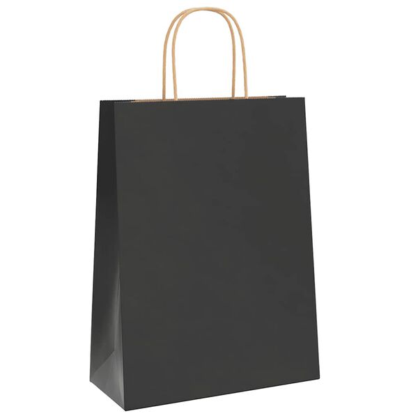 vidaXL Paper Bags 50 pcs with Handles Black 26x12x35 cm