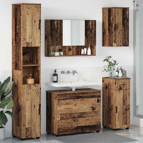 vidaXL Bathroom Furniture Set 5 pcs Old Wood Engineered Wood and Metal