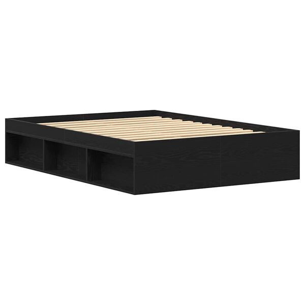 vidaXL Bed Frame without Mattress Black Oak 135x190 cm Engineered Wood