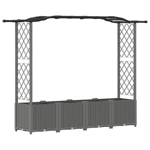 vidaXL Raised Bed with Trellis and Roof Light Grey 204 x 40 x 141 cm