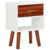 vidaXL Bedside Cabinet | Brown and Matte White | Solid Acacia Wood and MDF
