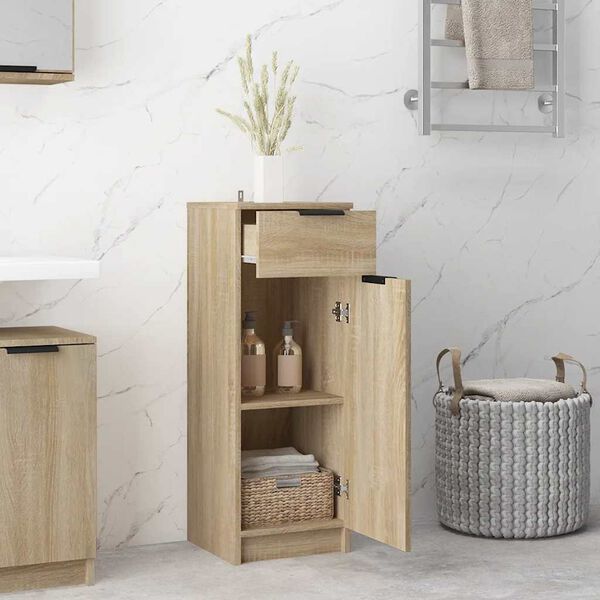 vidaXL Bathroom Cabinet Sonoma Oak 32x33.5x90 cm Engineered Wood