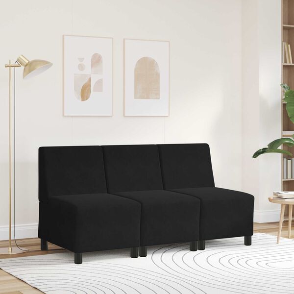 vidaXL Modular Sofa Unit Armless Black 55 x 74 x 82 cm Velvet
