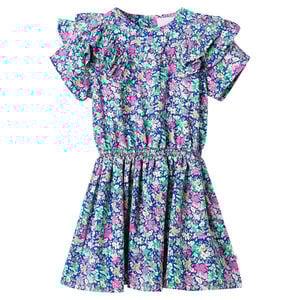 Kids' Dress with Ruffle Sleeves Cobalt Blue 104
