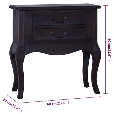 vidaXL Side Table with Drawers Black 60x30x60 cm Solid Wood Mahogany