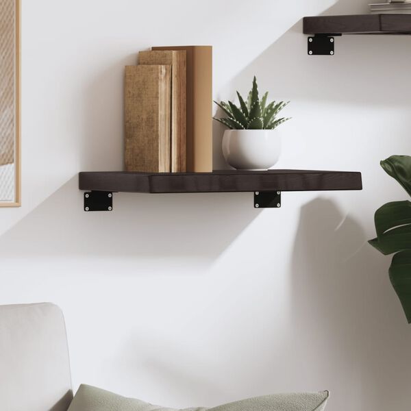 vidaXL Wall Shelf Dark Brown 40x30x(2-4) cm Treated Solid Wood Oak