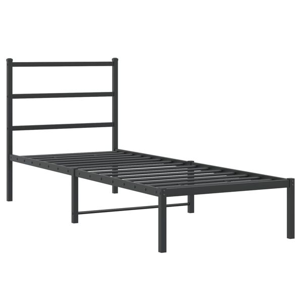 vidaXL Metal Bed Frame without Mattress with Headboard Black 75x190cm