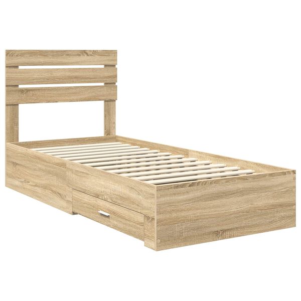 vidaXL Bed Frame with Drawer with Headboard Manual Engineered Wood