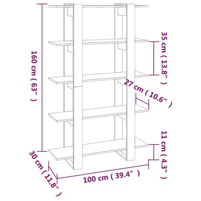 vidaXL Book Cabinet/Room Divider Black 100x30x160 cm