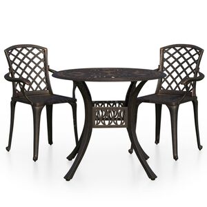 vidaXL 3 Piece Bistro Set Cast Aluminium Bronze