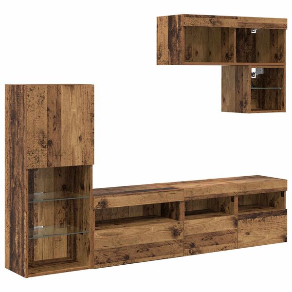 vidaXL TV Wall Units Wall-mounted 6 pcs Old Wood Engineered Wood