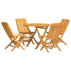 vidaXL Garden Dining Set | Natural Wood | Solid teak wood | Medium | Foldable