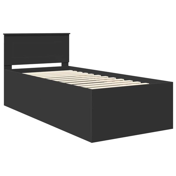 vidaXL Bed Frame with Headboard Black 90 x 190 cm Engineered Wood