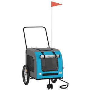 vidaXL Pet Bike Trailer Blue and Grey Oxford Fabric and Iron