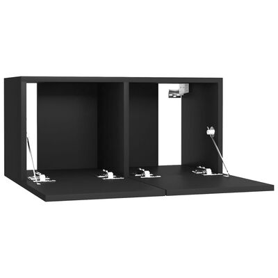 vidaXL Hanging TV Cabinets 3 pcs Black 60x30x30 cm