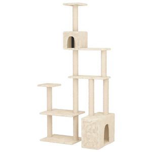 vidaXL Cat Tree with Sisal Scratching Posts Cream 177.5 cm
