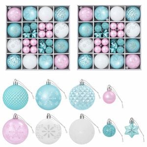vidaXL Christmas Ball Set 88 pcs Turquoise, Pink and White &Oslash; 6 cm