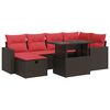 vidaXL 7 Piece Garden Sofa Set with Cushions Brown Poly Rattan Acacia