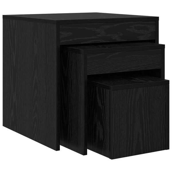 vidaXL Coffee Table 3 pcs Black Oak Engineered Wood