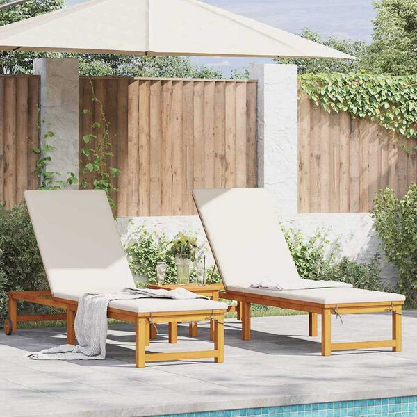 vidaXL Sun Lounger 2 pcs Brown 53 x 202 x 89cm Solid Acacia wood