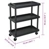 vidaXL 3-Tier Workshop Tool Trolley Black 75x37.5x92 cm PP